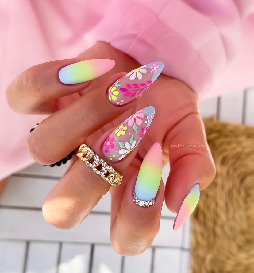 spring floral nails