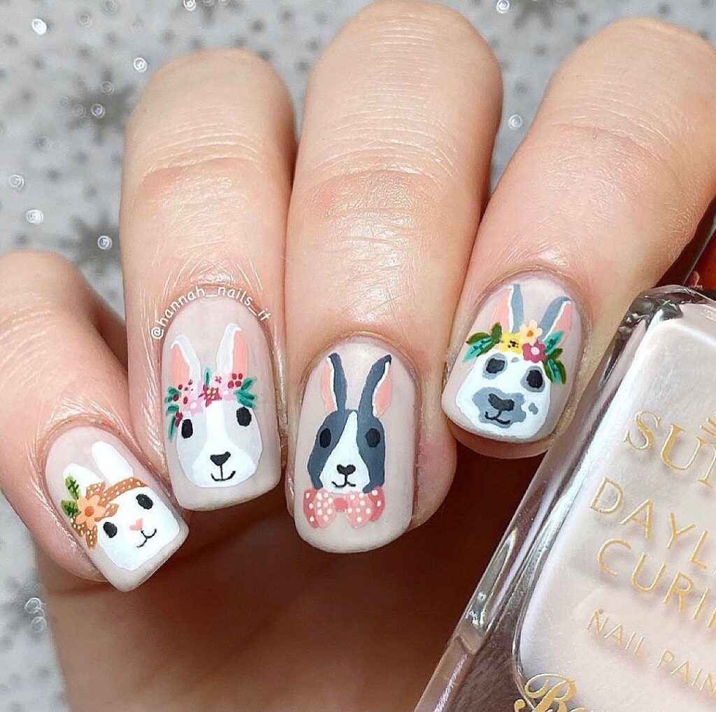 bunny easter nails