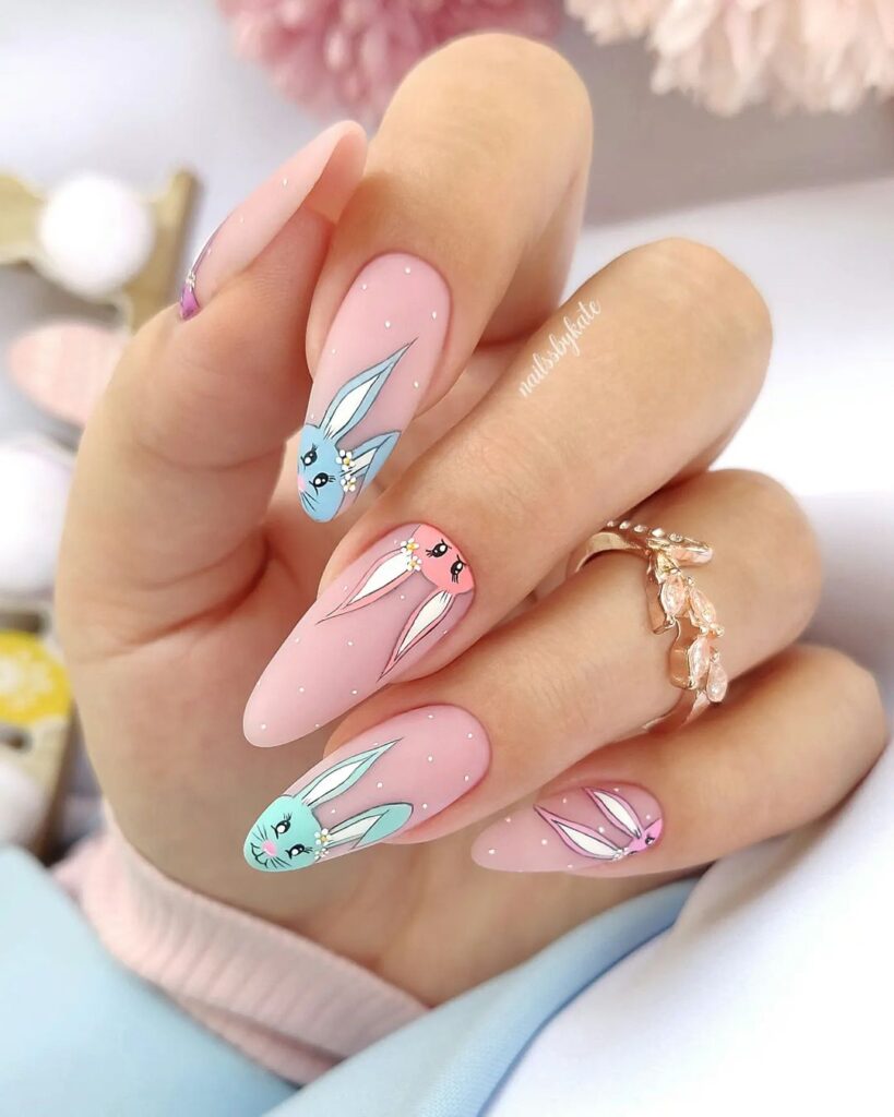bunny easter nails