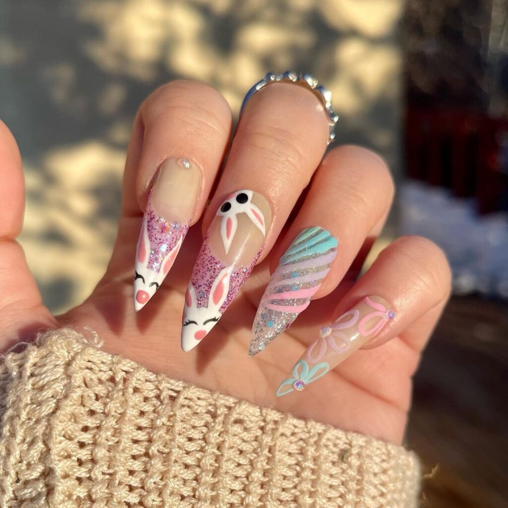 bunny easter nails