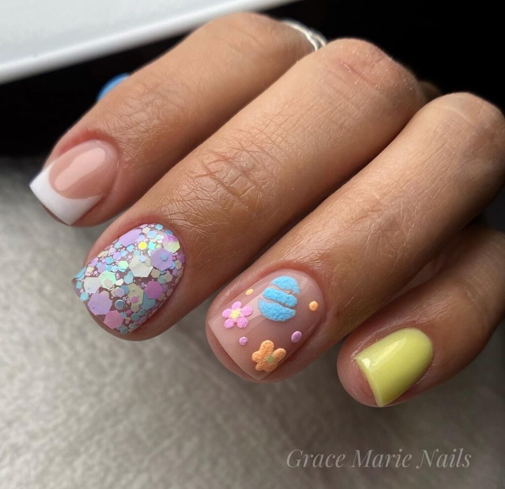 Easter Glitter Nails