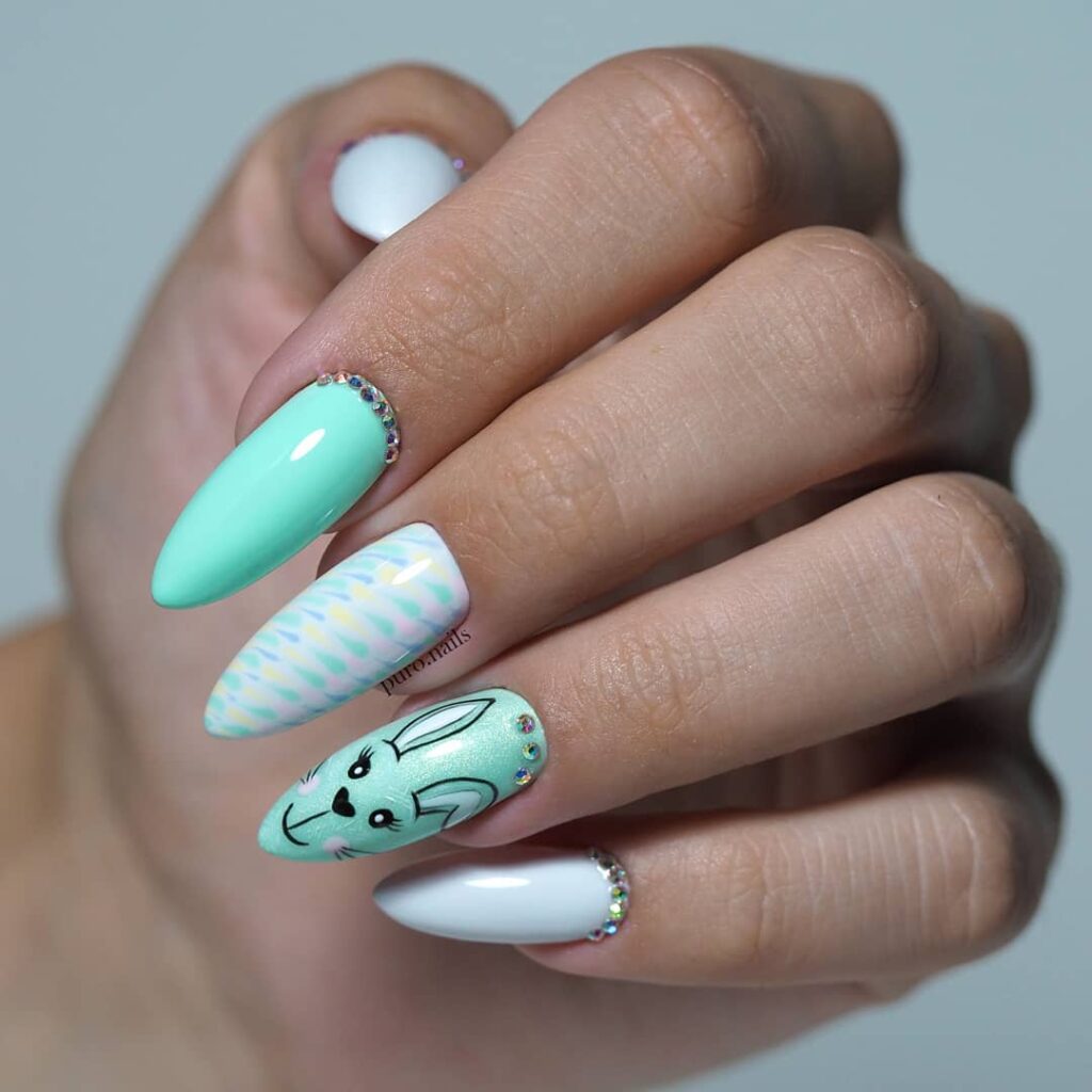 bunny easter nails
