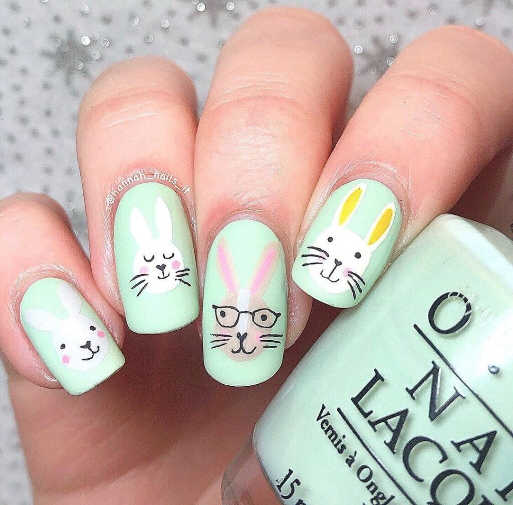 bunny easter nails