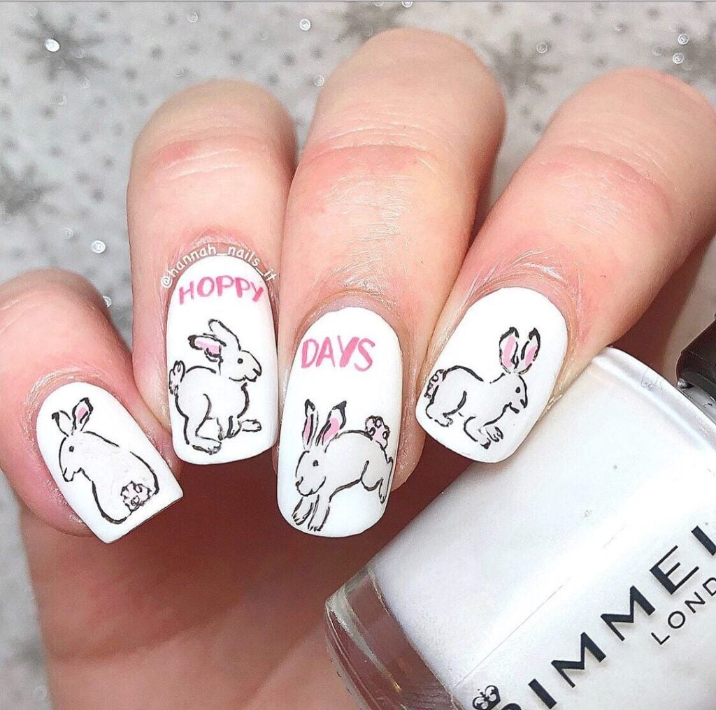 bunny easter nails