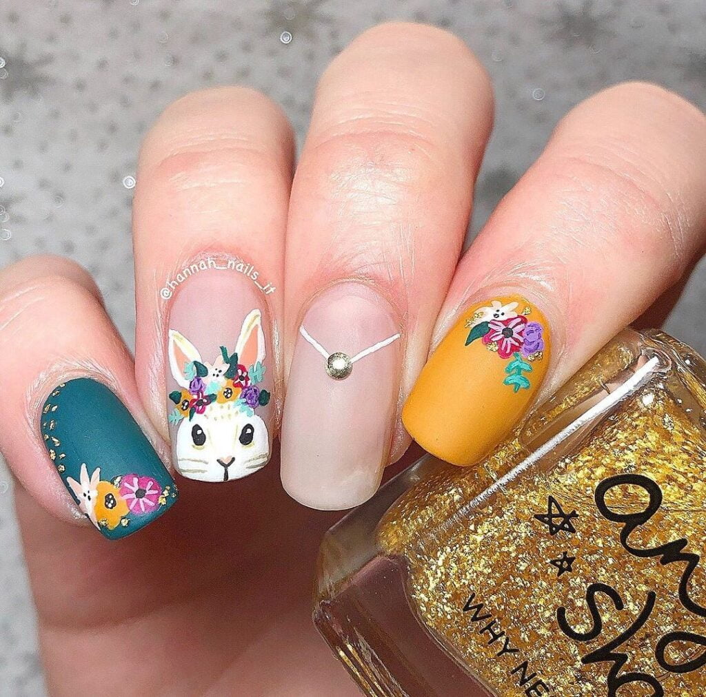bunny easter nails