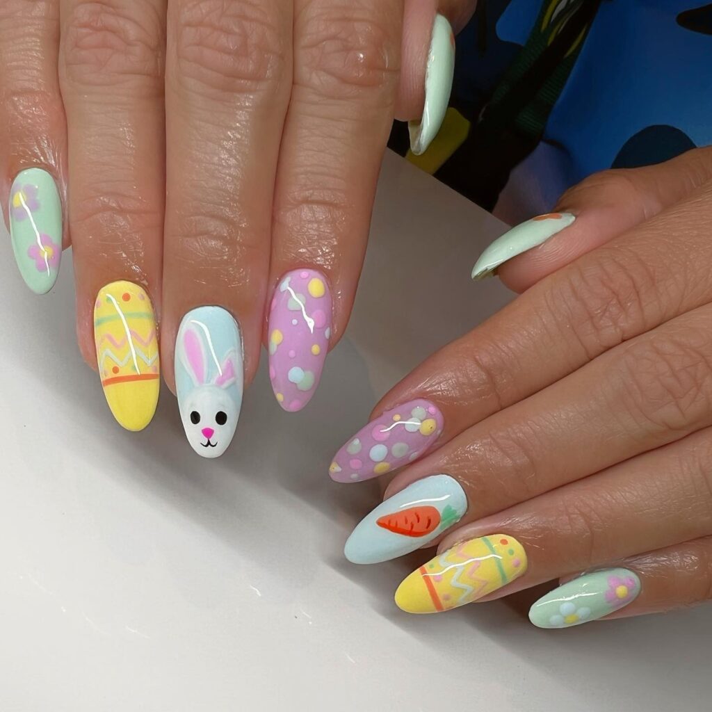 bunny easter nails
