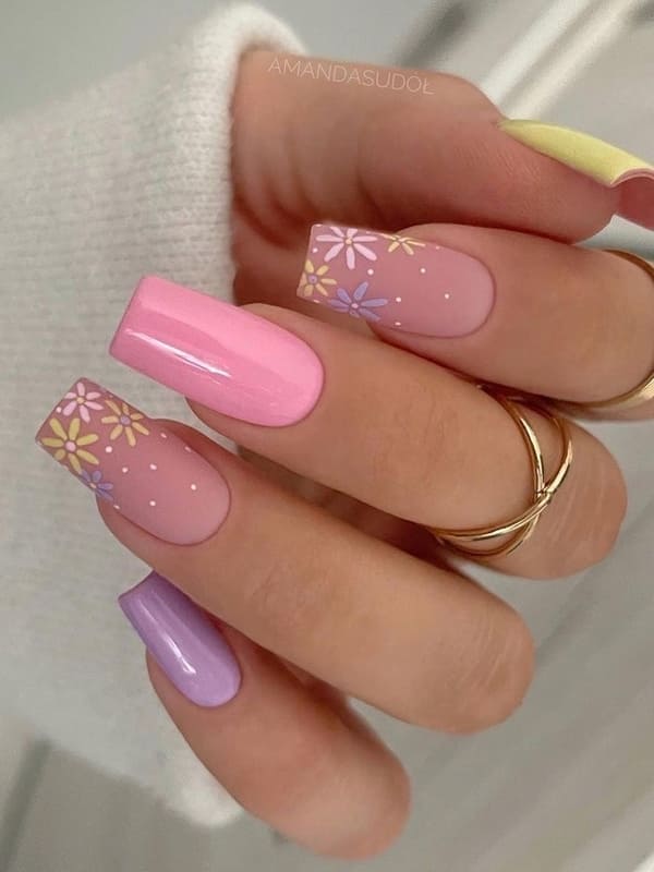spring floral nails