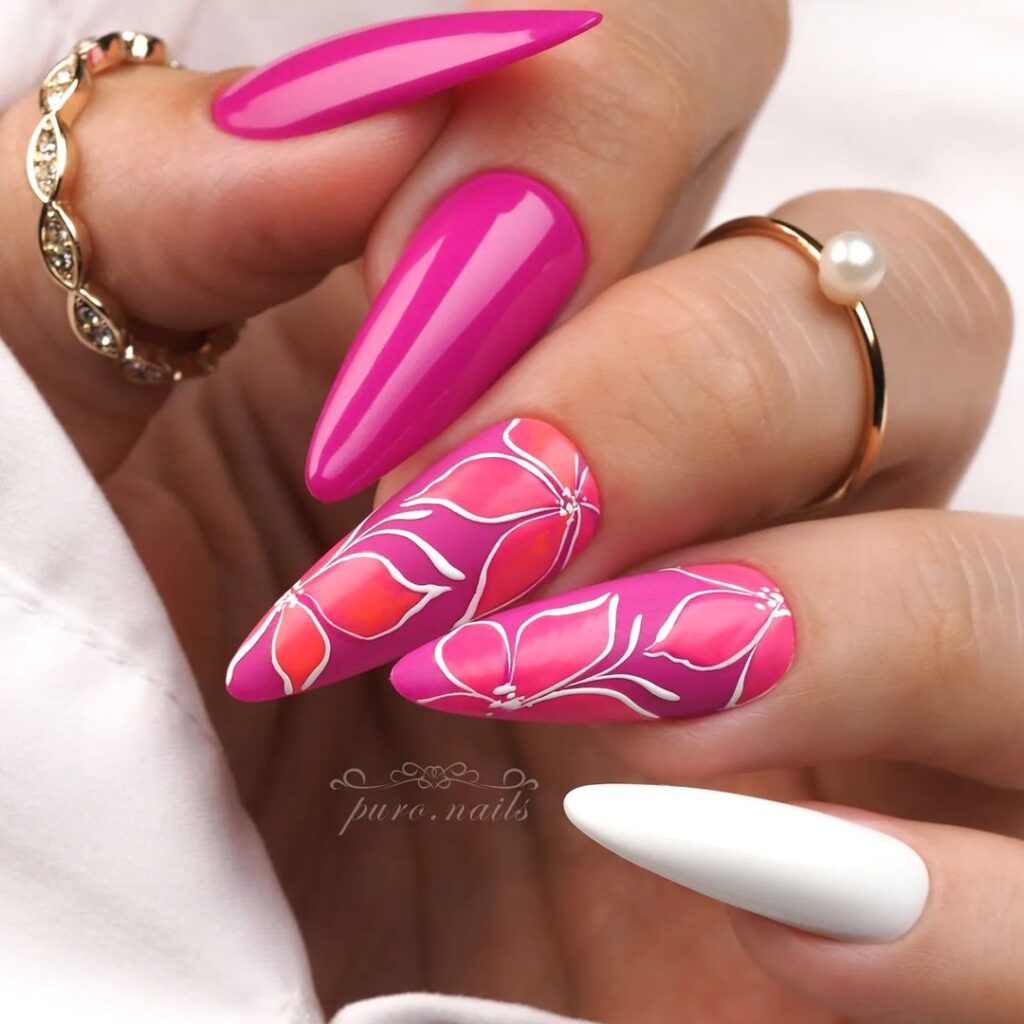 Pink summer nails