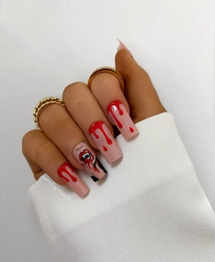 Maneater Halloween Nail Designs