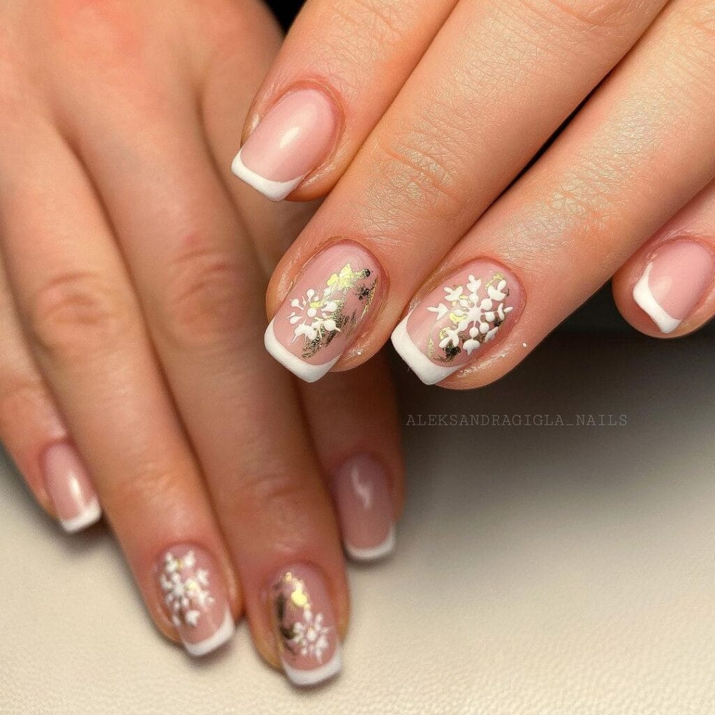 White Christmas Snowflake Nails