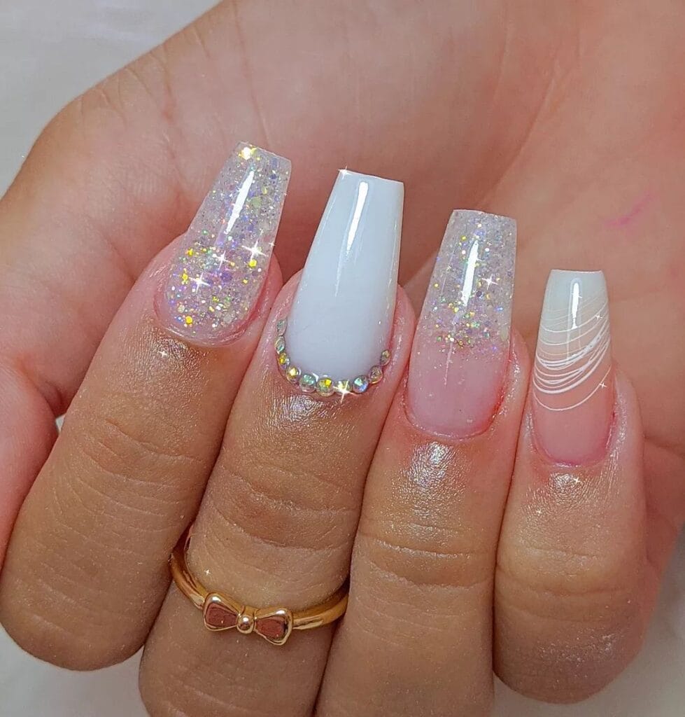 White Glitter Nails