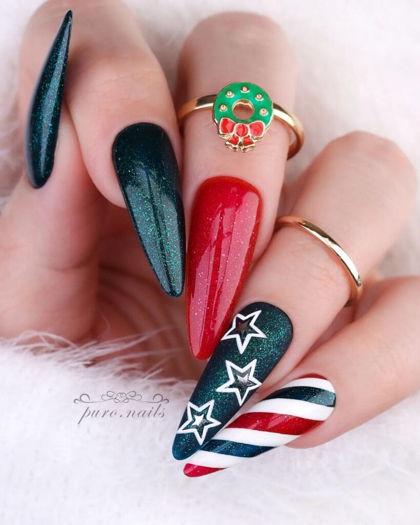 Red and Green Christmas Nails