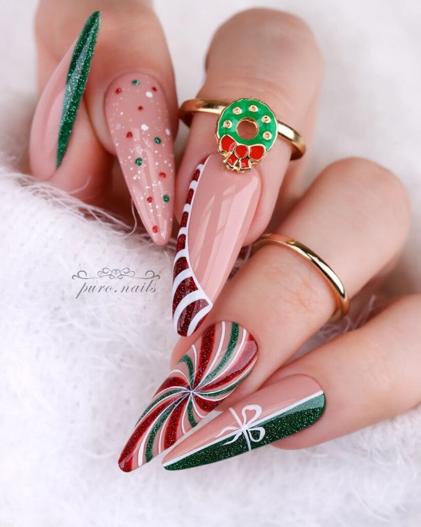 Red and Green Christmas Nails