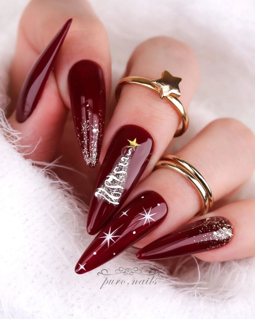 Christmas Tree Red Nails 