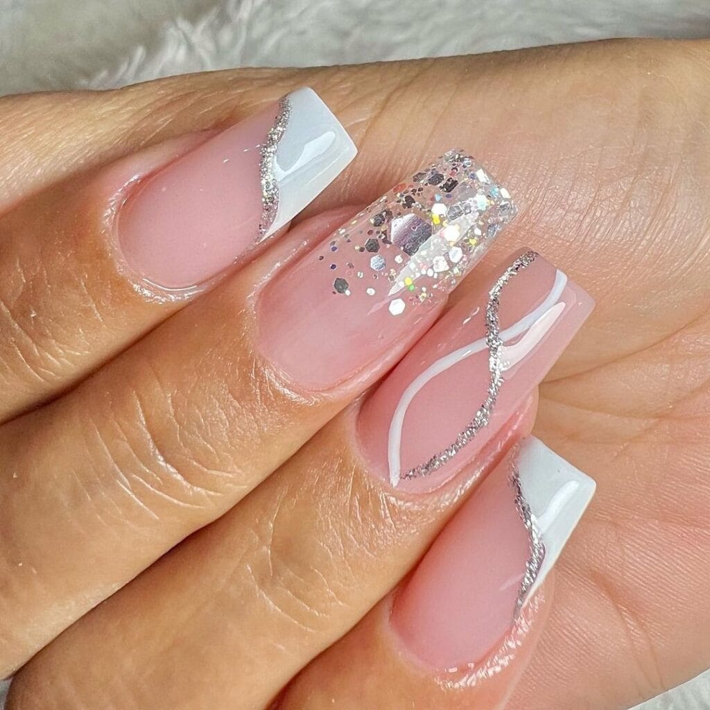White Glitter Nails
