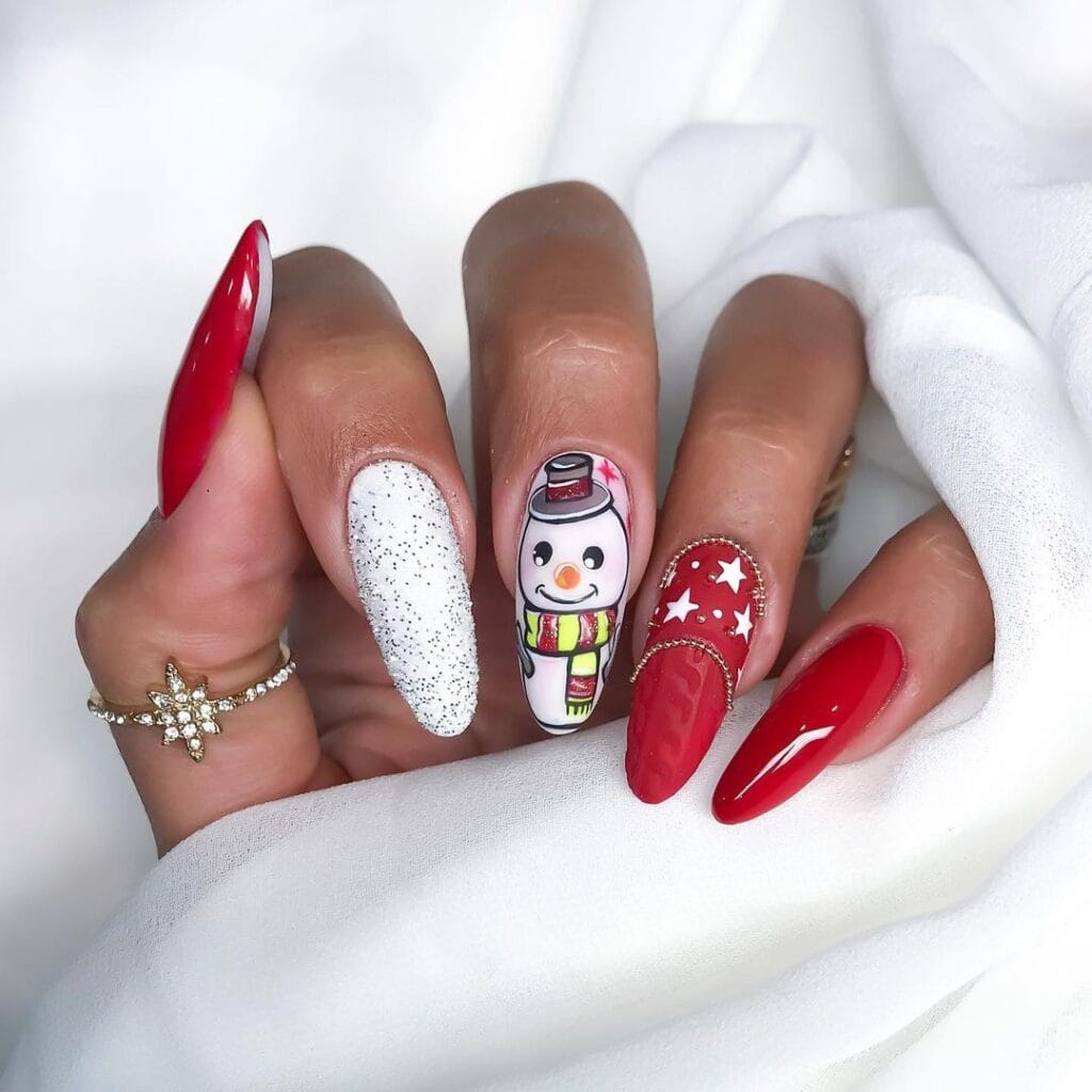 Christmas Red and White Nails