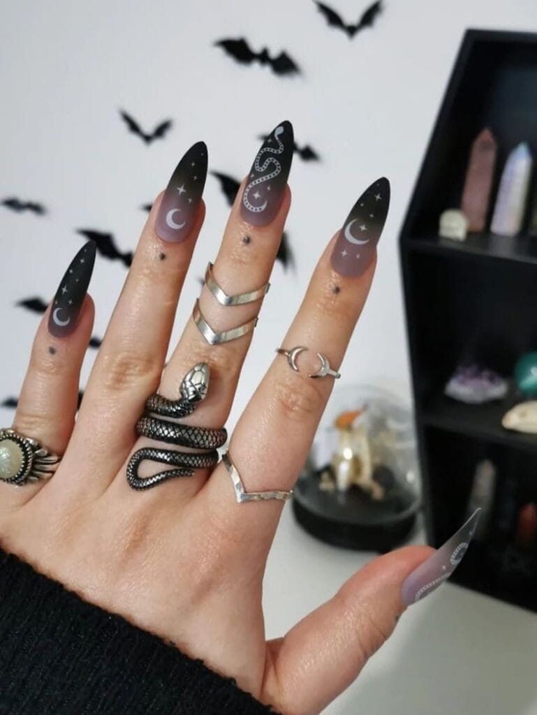 Black Witchy Halloween Nail Designs
