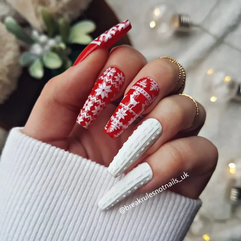 White Christmas Sweater Nails 