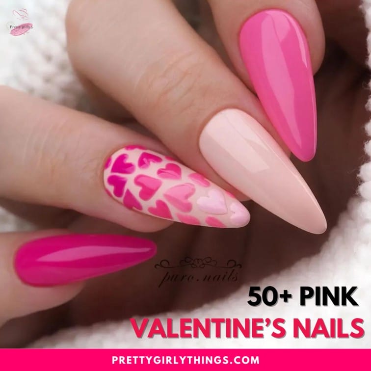 Pink Valentines Nails
