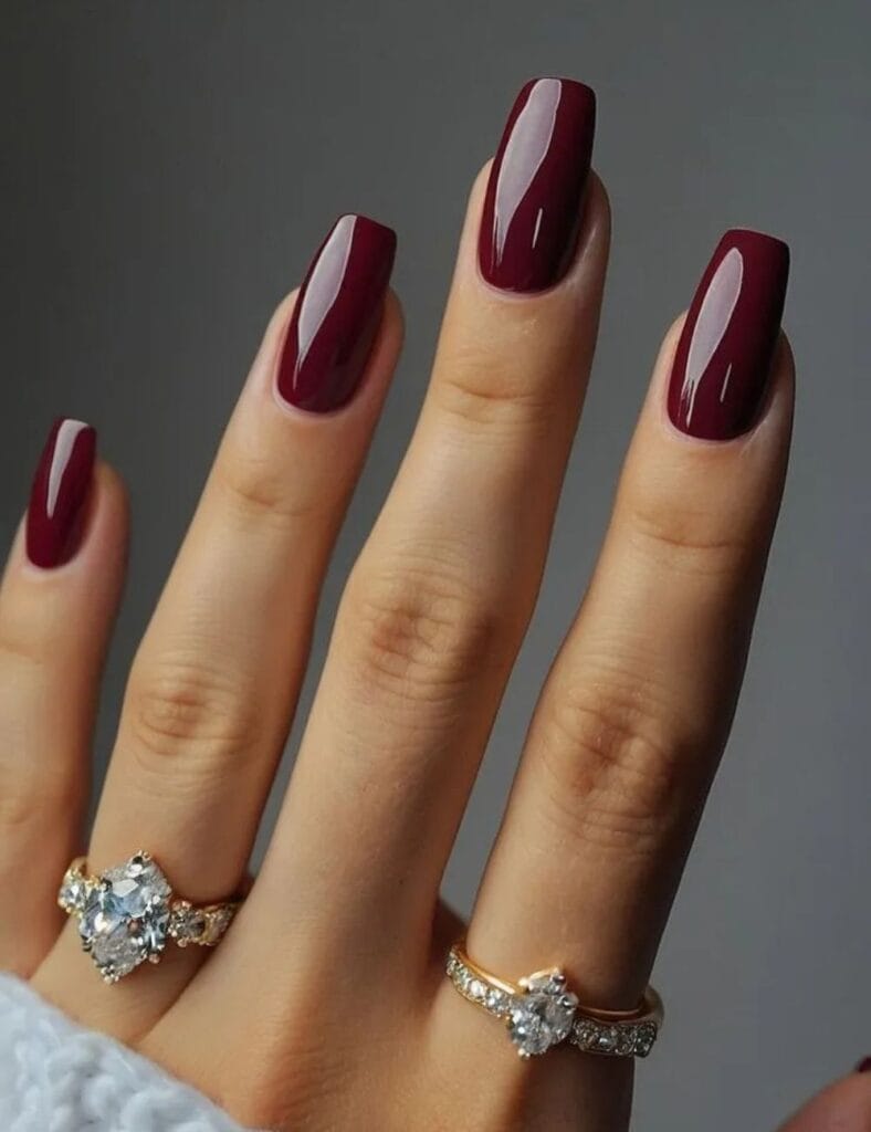 Burgundy nails