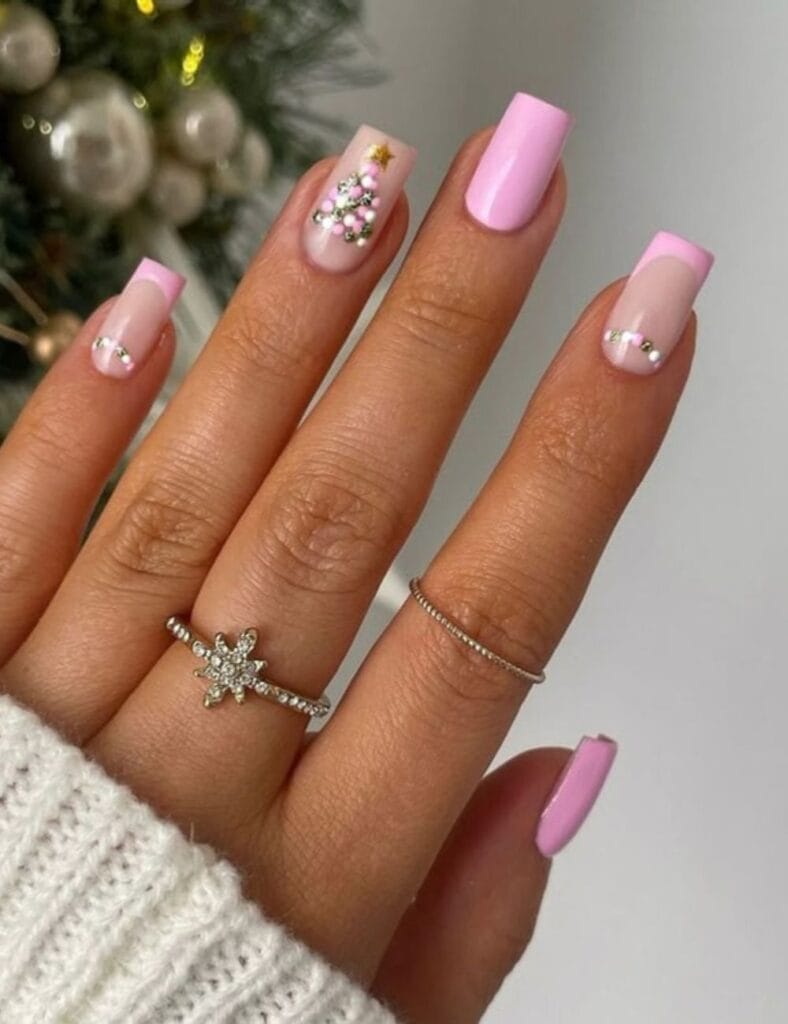Pink Christmas Nails