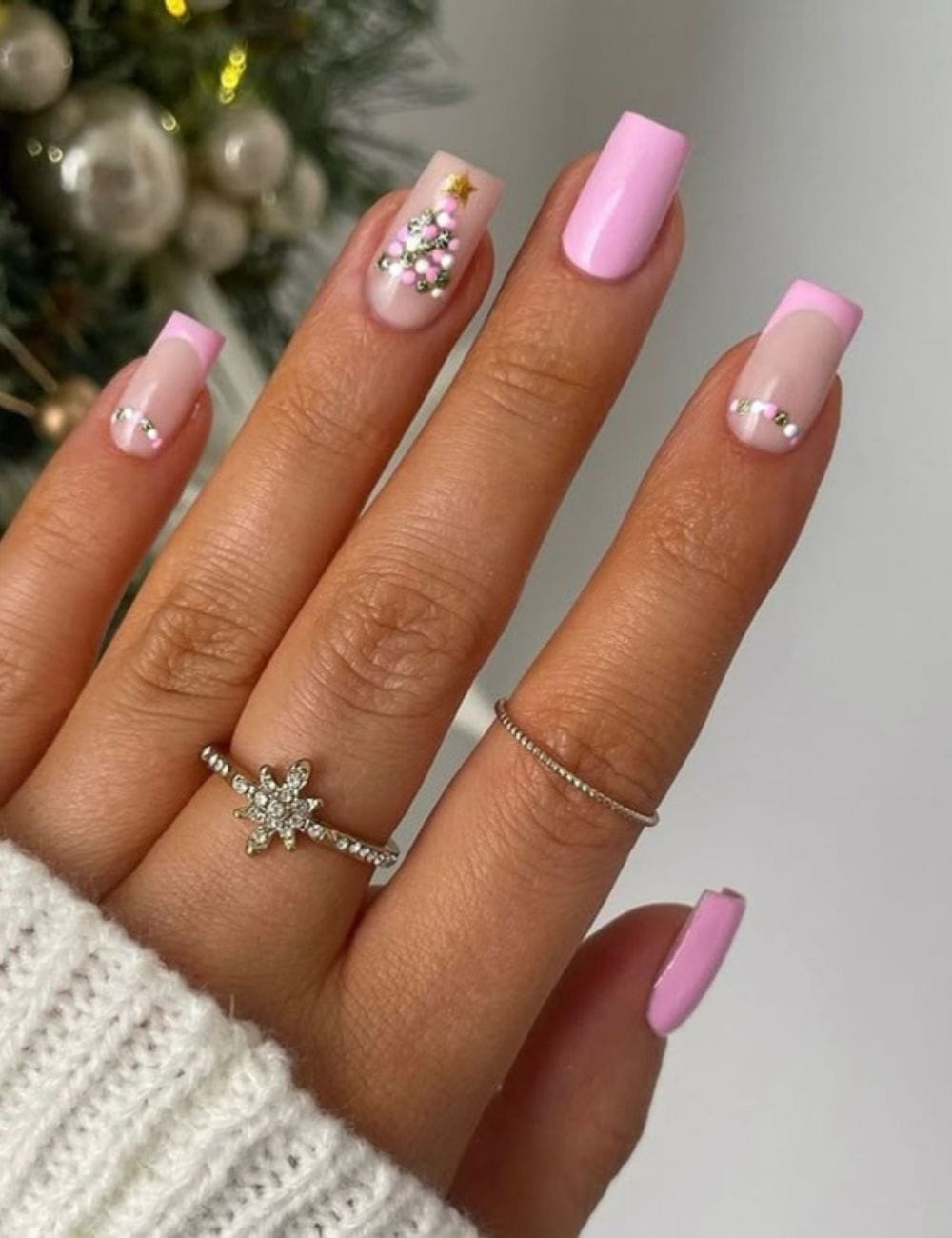 Pink Christmas Nails