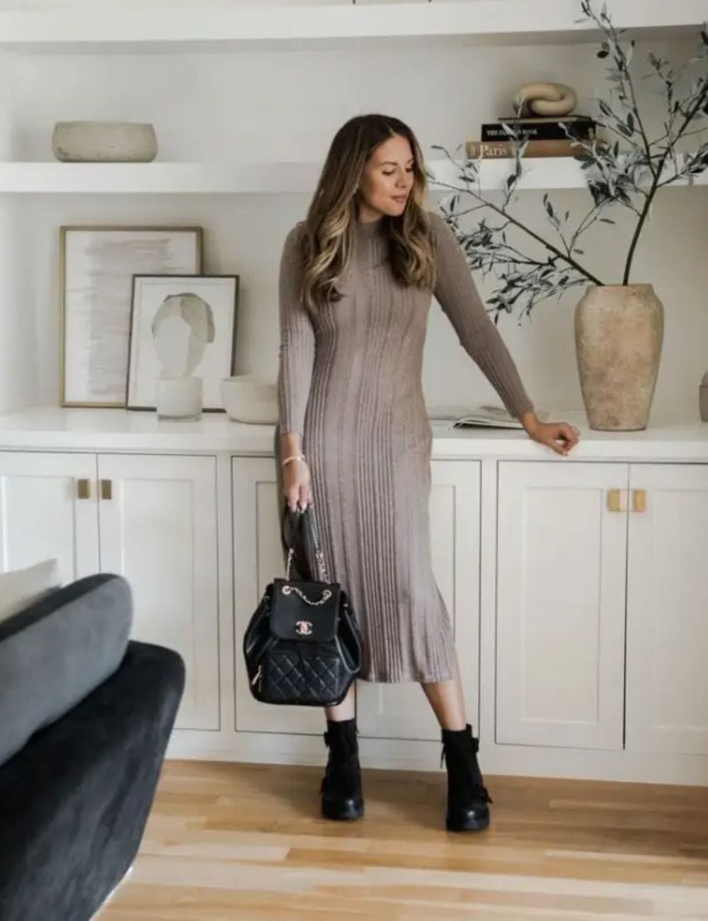 Sweater Dress with Boots