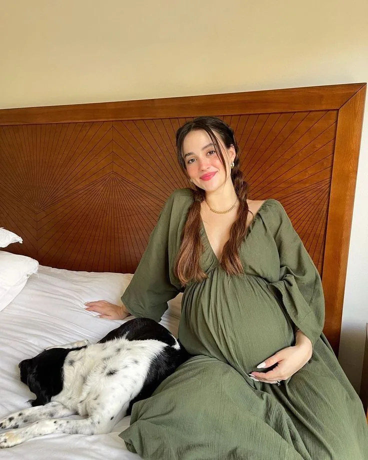 Spring Pregnancy Outfits Flowing Olive Maxi Dress
