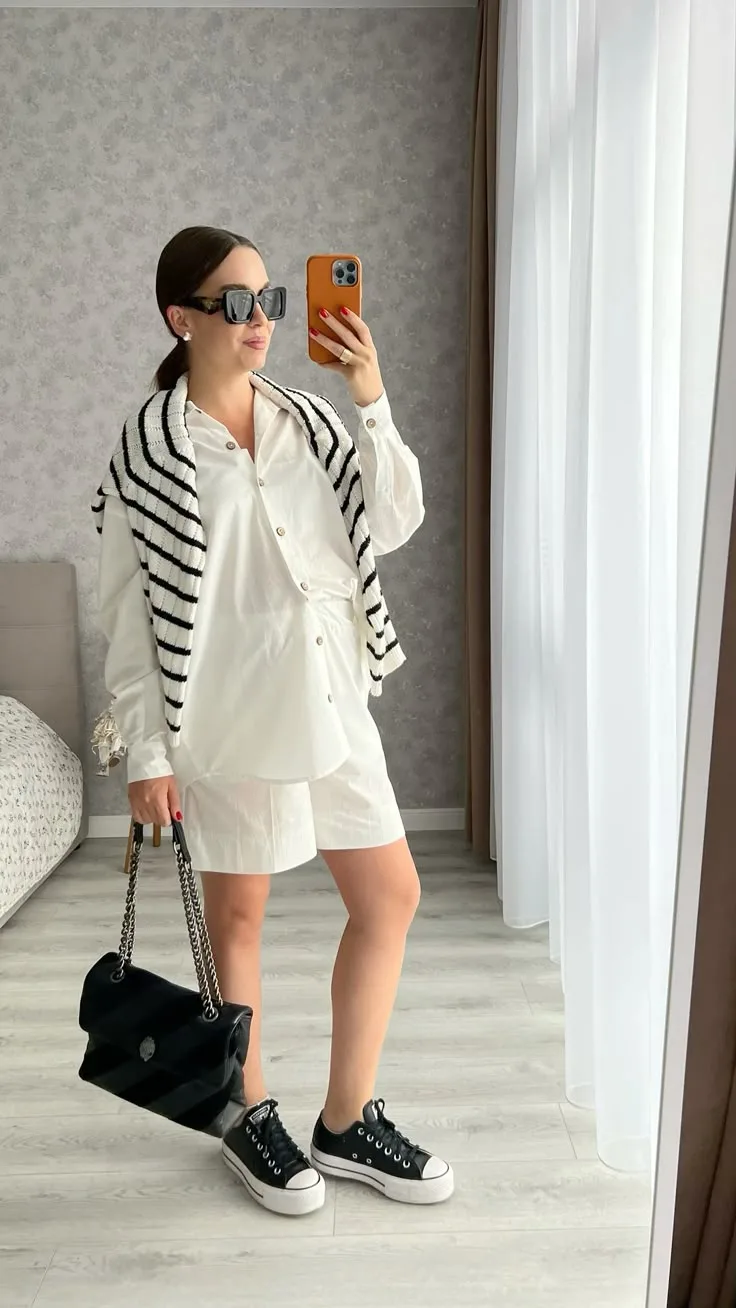 Spring Pregnancy Outfits Monochrome Black & White Maternity Look