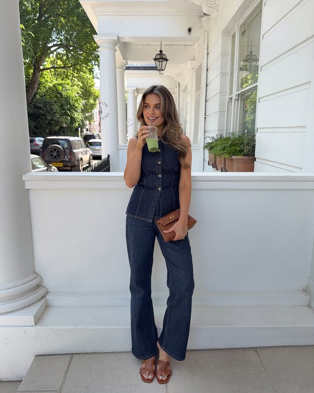 Indigo denim co-ord modern casual office outfit