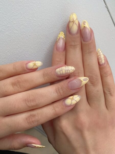 Butter Yellow Croc Nails