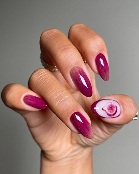 Magenta maroon fig fruit nails for fall